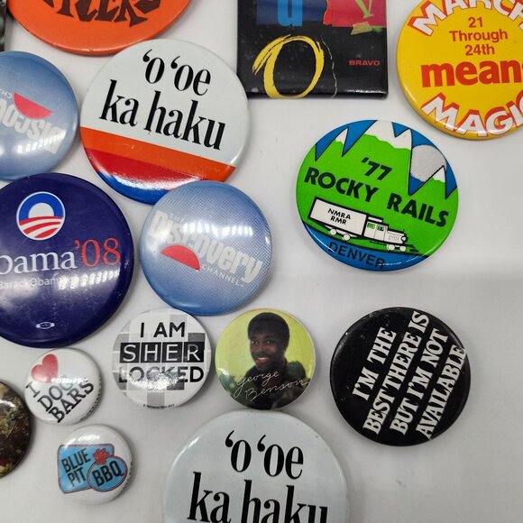 Vintage Pinback Button Collection 1980s 90s 2000s Train George Benson Obama 35 - Picture 5 of 9